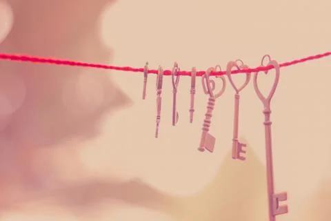 Heart key close up Stock Photos