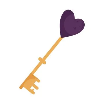 Heart key esoteric isolated icon Stock Illustration