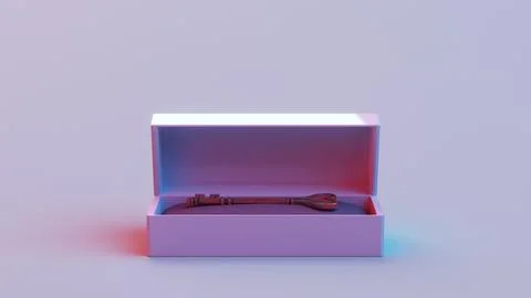 Heart key in open rectangular box on cushion Stock Illustration