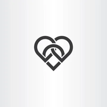 Heart knot black vector icon design Illustrazione stock