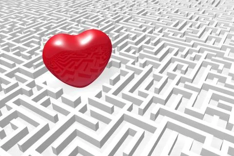Heart into labyrinth. Stock Illustration