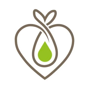 Heart Leaf Drop Logo Organic Care Nature Health Illustrazione stock