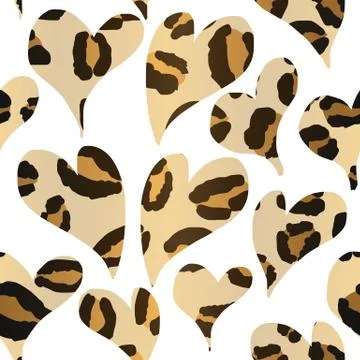 Heart Leopard Print Repeat Pattern Illustrazione stock