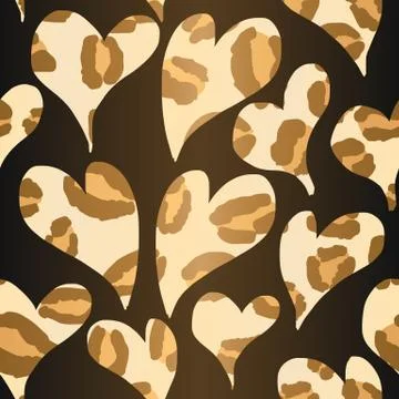 Heart Leopard Print Repeat Pattern Illustrazione stock