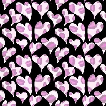 Heart Leopard Print Repeat Pattern Illustrazione stock