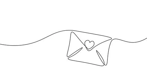 Heart letter single continuous line art. Romantic love date relationship couple Stock-Illustration