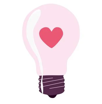Heart Light Bulb Icon. Flat or cartoon vector design illustration. Love conce Stock Illustration