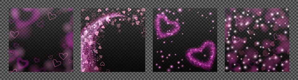 Heart Light Effects Pack - 4 Square Overlays Stock Illustration