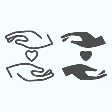 Heart line and solid icon. Heart in hands vector illustration isolated on white Stockillustratie
