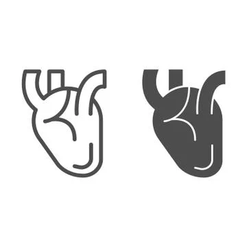 Heart line and solid icon, Medical concept, Human organ sign on white background イラスト素材