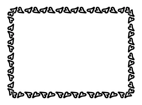 Heart line frame rectangle doodle art, heart border outline adorable, frame.. Stock Illustration