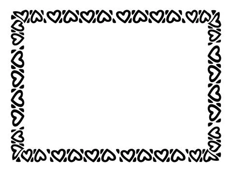 Heart line frame rectangle doodle art, heart border outline adorable, frame.. 스톡 일러스트