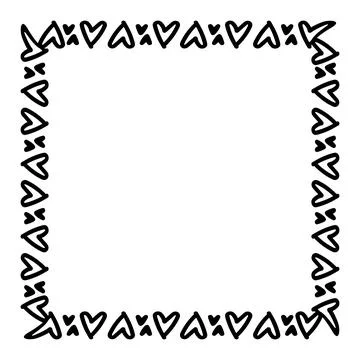 Heart line frame square doodle art, heart border outline adorable, framewor.. 스톡 일러스트