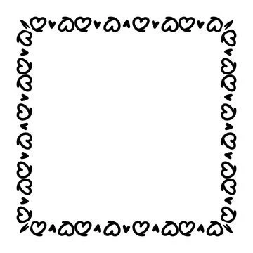 Heart line frame square doodle art, heart border outline adorable, framewor.. Stock-Illustration