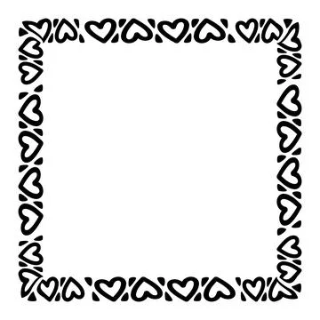 Heart line frame square doodle art, heart border outline adorable, framewor.. Stock Illustration