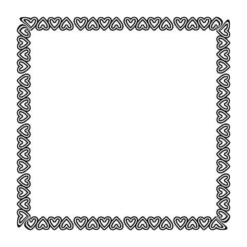 Heart line frame square doodle art, heart border outline adorable, framewor.. Stock Illustration
