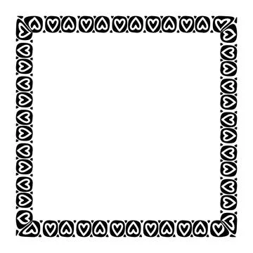 Heart line frame square doodle art, heart border outline adorable, framewor.. Illustrazione stock