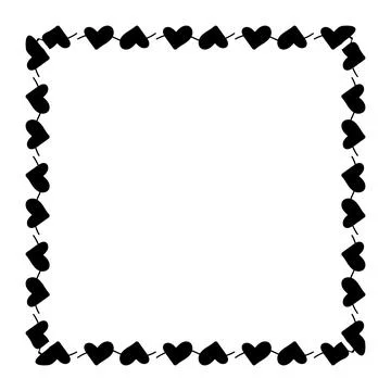 Heart line frame square doodle art, heart border outline adorable, framewor.. 스톡 일러스트