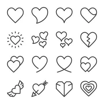 Heart line icon set イラスト素材