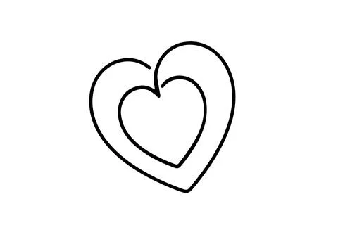 Heart line icon vector. One line drawing of a heart in a heart. Symbol of per Stock Illustration