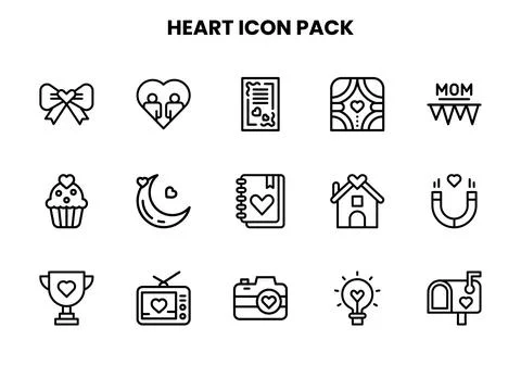 Heart Line Icons Pack Stock Illustration