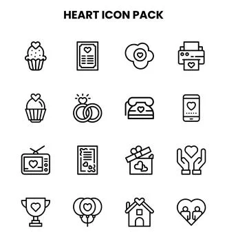 Heart Line Icons Pack Stock Illustration