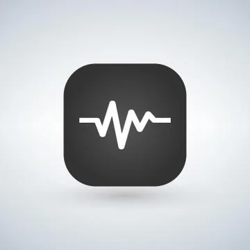 Heart line pulse flat vector icon over application button. Stock Illustration