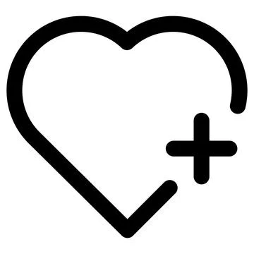 Heart linear icon with plus cross sign Stock Illustration