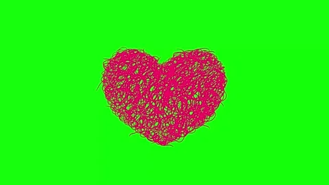 Heart linear red pink cartoon animation greenbox isolated Stock Footage 345257376