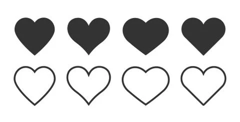 Heart linear vector icon. Valentine love and wedding thin line heart frames Illustrazione stock