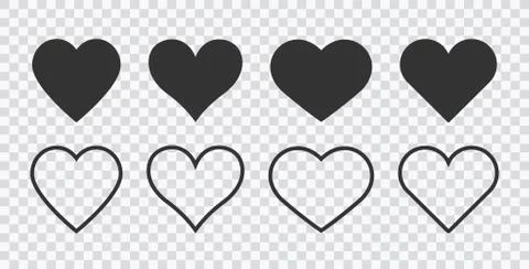 Heart linear vector icon. Valentine love and wedding thin line heart frames Stock Illustration