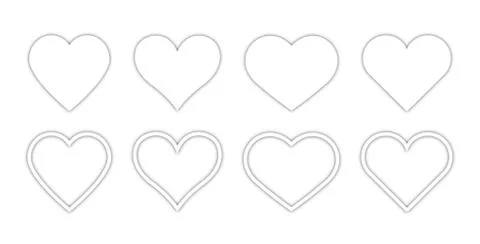Heart linear vector icon. Valentine love and wedding thin line heart frames Stock Illustration