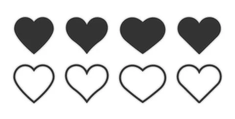 Heart linear vector icon. Valentine love and wedding thin line heart frames Stock Illustration