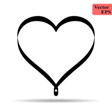 Heart linear vector, mobile minimalistic flat design Stock Illustration