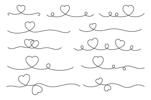 Heart lines bundle, hand drawn doodle love line for valentine's day design. Stock Illustration