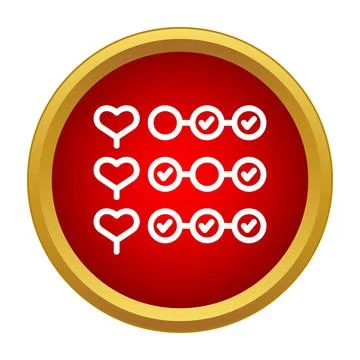 Heart list checkboxes illustrating selection and completion process Stock Illustration