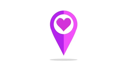 Heart Location Pin Bouncing Icon Animation Stock Footage 335608685