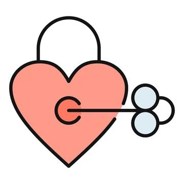 Heart lock and key unlocking love concept for relationships Stock Illustration