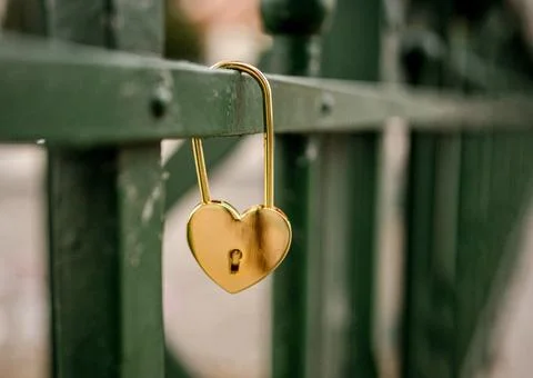 Heart Lock On Bridge Stock Photos