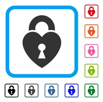 Heart Lock Framed Icon Stock Illustration