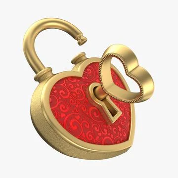 Heart Lock Gold 3D Model