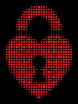 Heart Lock Halftone Icon Stock Illustration