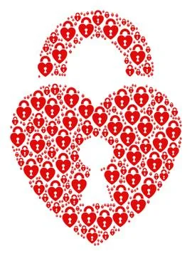 Heart Lock Icon Collage Stock Illustration