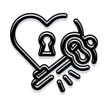 Heart lock with key unlocking passion and commitment Stock Illustration