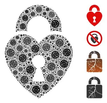 Heart Lock Mosaic of CoronaVirus Elements Stock Illustration