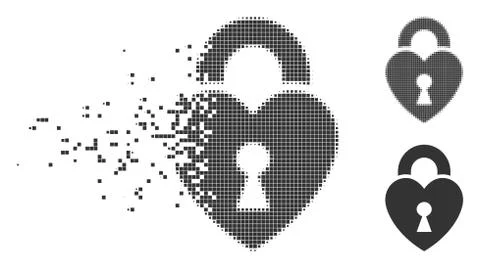 Heart Lock Moving Pixel Halftone Icon Illustrazione stock