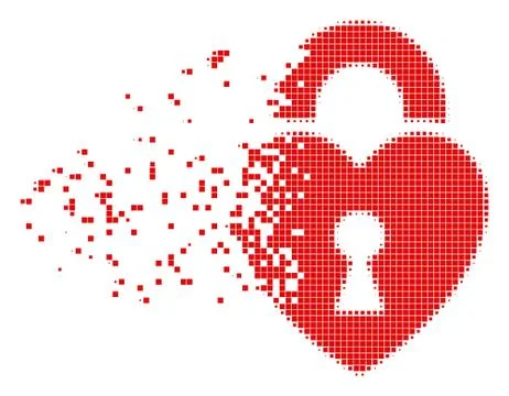 Heart Lock Moving Pixel Icon Stock Illustration