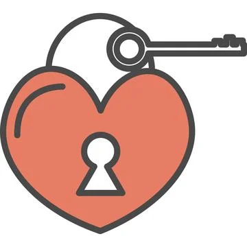 Heart lock romantic vector icon Stock Illustration