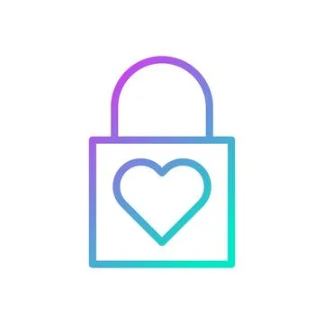 Heart Lock Security: Secure Love Icon Gradient Illustrazione stock
