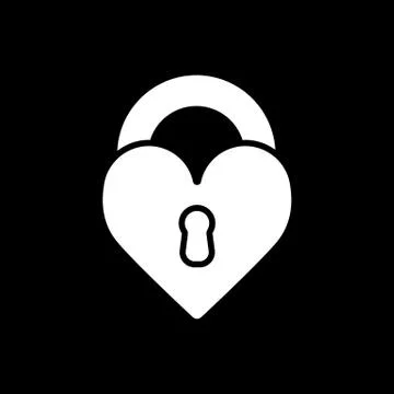 Heart lock vector icon. Black and white love illustration. Solid linear icon of Illustrazione stock